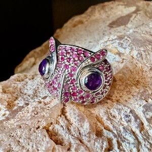 Gemstone Owl Ring